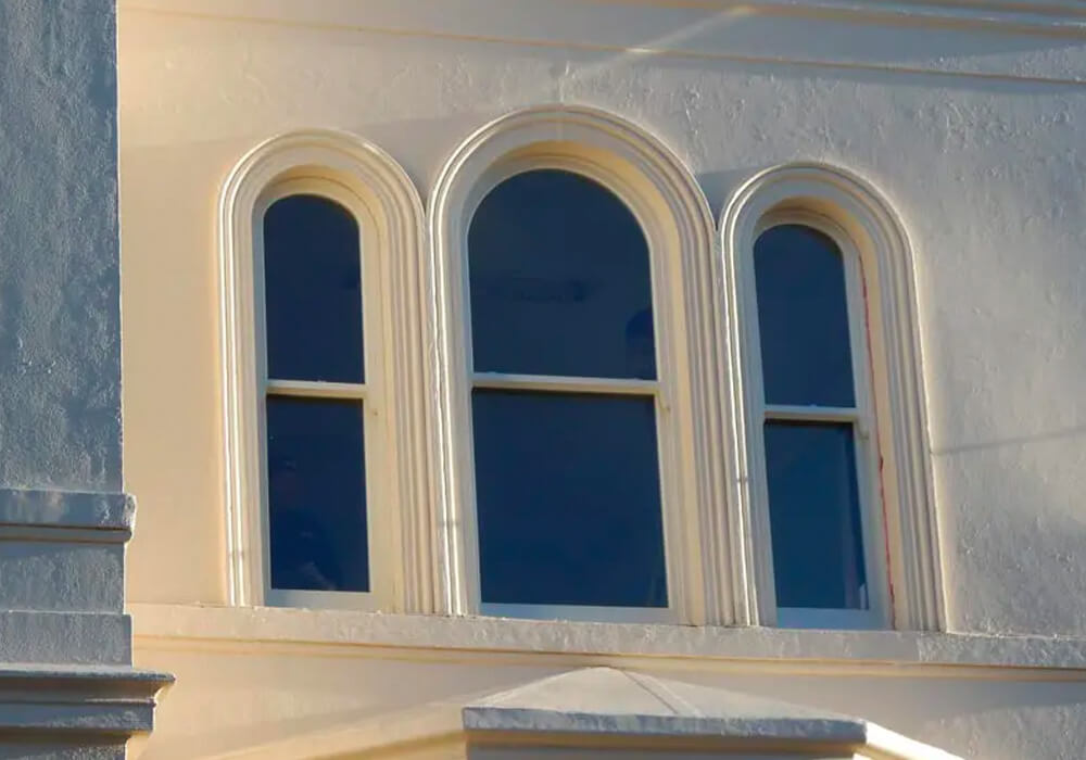 Close up of timber bespoke sliding sash windows