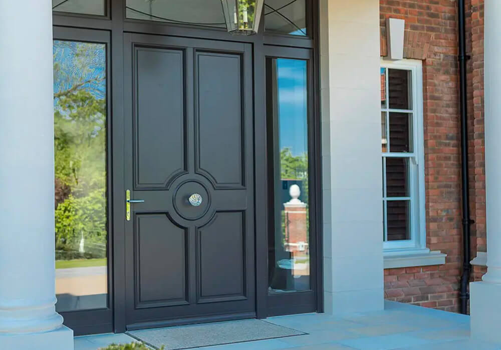 Bold black entrance door