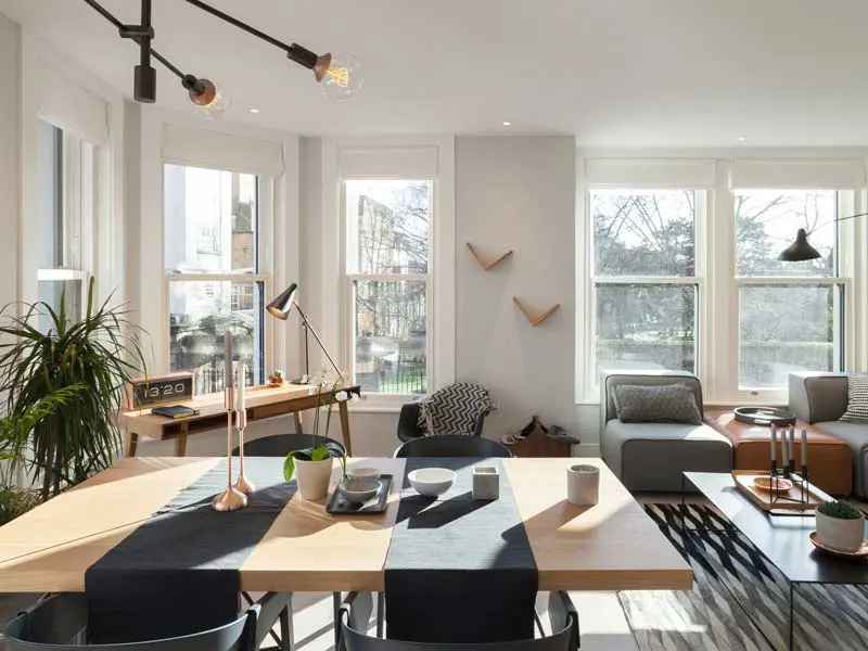 Modern flat with sliding sash windows