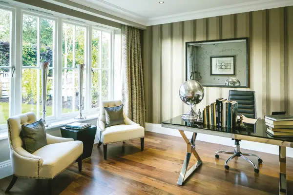 Casement windows in home office