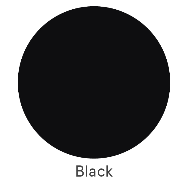 A large black circle centered on a white background with the word "Black" below it.