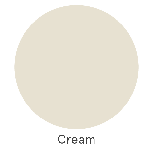 A large cream-colored circle sits centered against a plain white background. Below the circle, the word "Cream" is written in gray text.