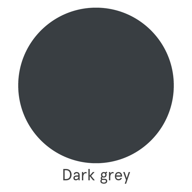A dark grey circle is centered on a white background. Below the circle, the text "Dark grey" is displayed.