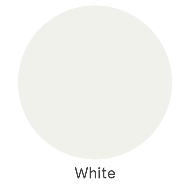 A plain white circle centered on a white background, with the word "White" written below it.