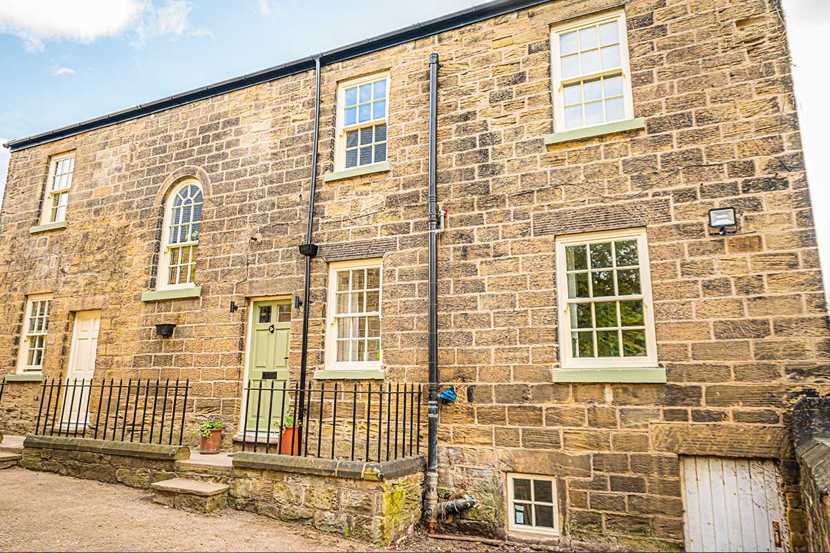 Old House New Home Sash windows and green front door